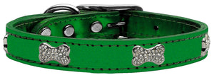 Emerald - Bella Sparkles Genuine Leather Metallic and Crystal Dog Collar