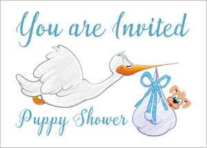 Postcard Invitations for a Puppy Shower for a Boy Puppy