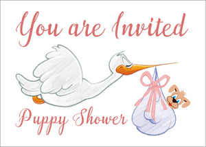 Postcard Invitations for a Puppy Shower for a Girl Puppy